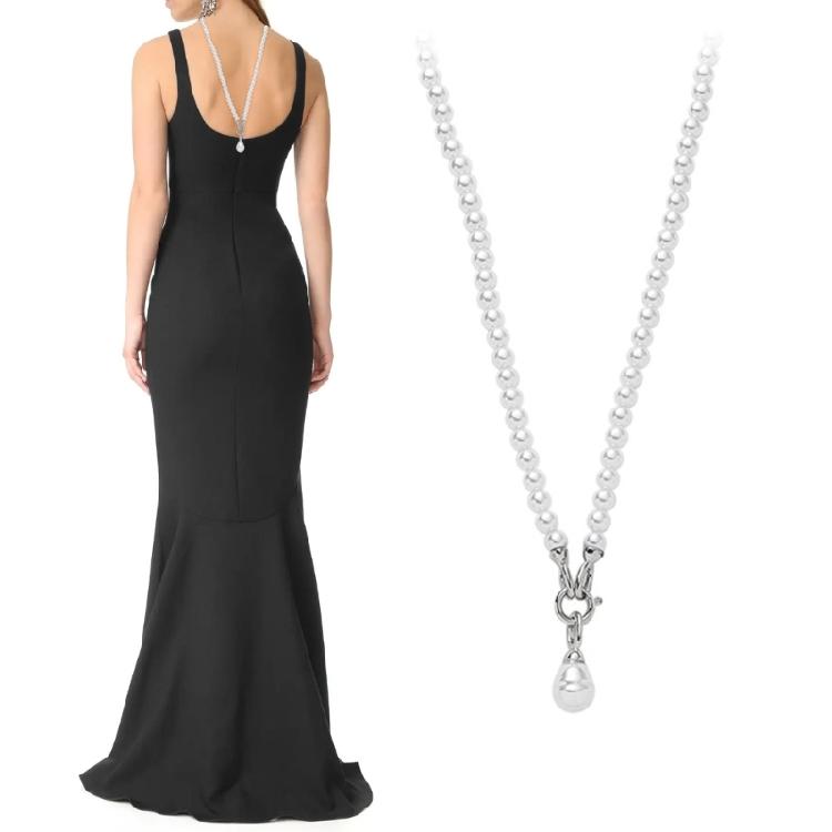 Trendsetting Crossbody Pearls Chains Sophisticated Pearls Body Chain Jewelry with Crossbody Designs for Night Parties