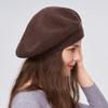 A Women's Beret Knitted Woolen Hat with Autumn and Winter Thick Ear Protection Wool Hat and Shiny Diamond Decoration