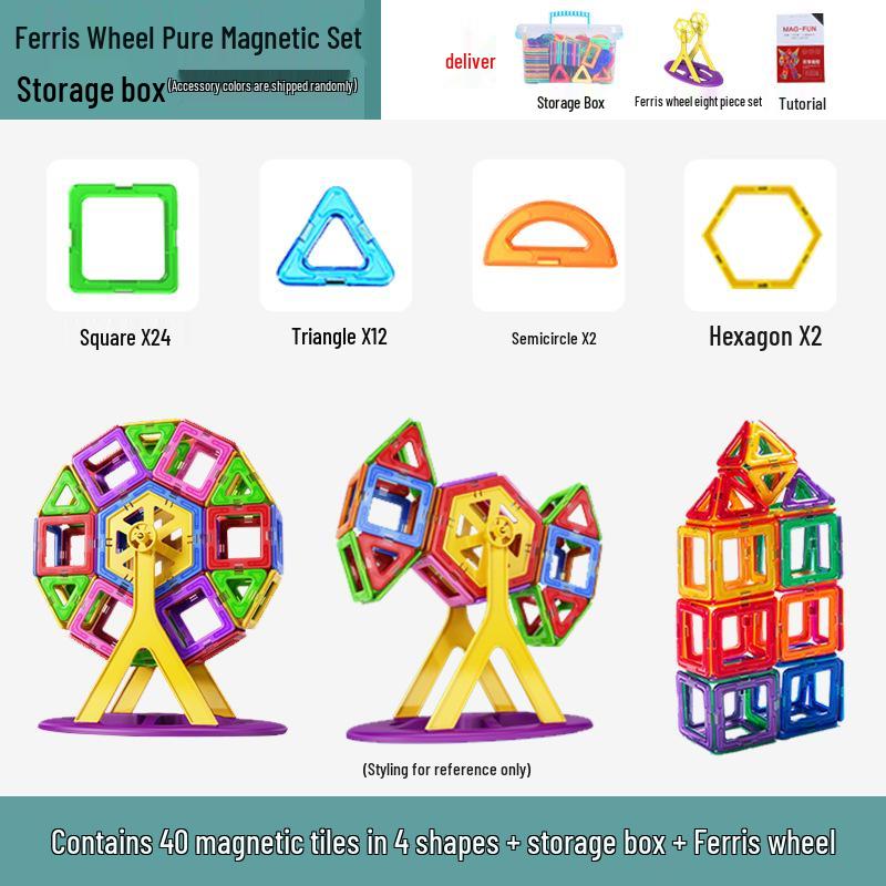 Large Magnetic Tiles Building Blocks Set for Kids - DIY Educational Toy
