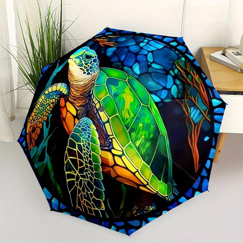 

Stained glass, Turtle-themed, Eight-ribbed, Self-folding umbrella Is Suitable for Everyday Outdoor Use and Is An Ideal Gift for Friends and