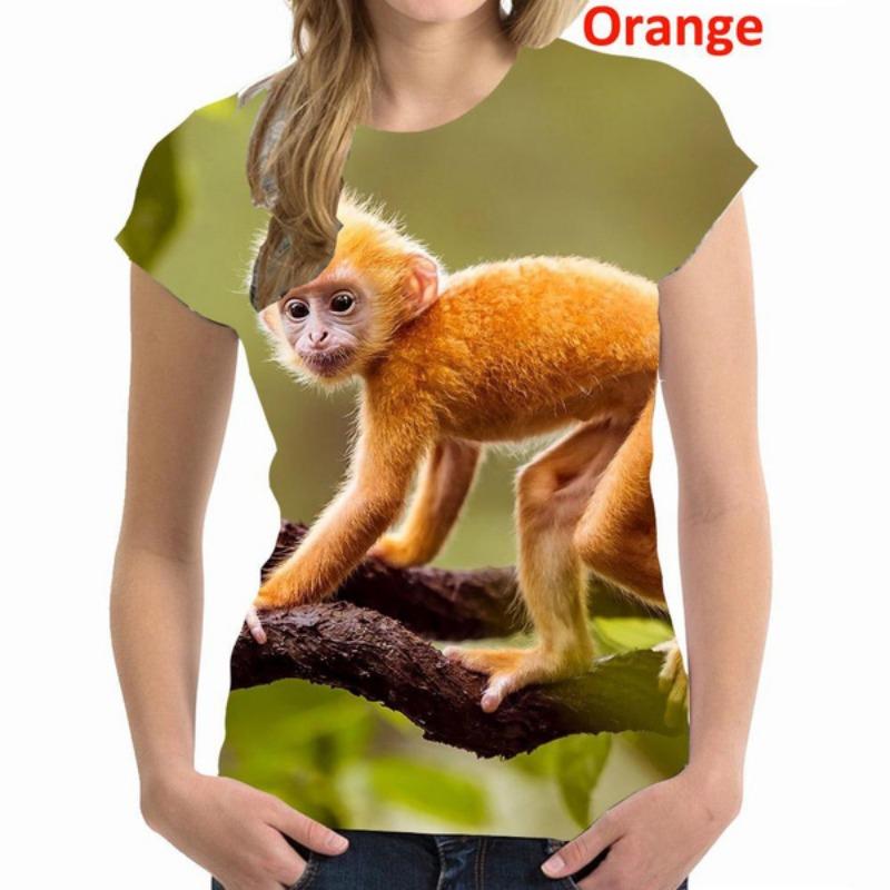 2025 New Fashion Casual Women's 3D Gorilla Funny Monkey T Shirt 3D Printing Summer Cool Short Sleeve Shirt