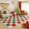 Christmas Gingerbread Man Area Rug Red Base Holly Border Soft Non Slip Washable Carpet for Living Room Holiday Decor