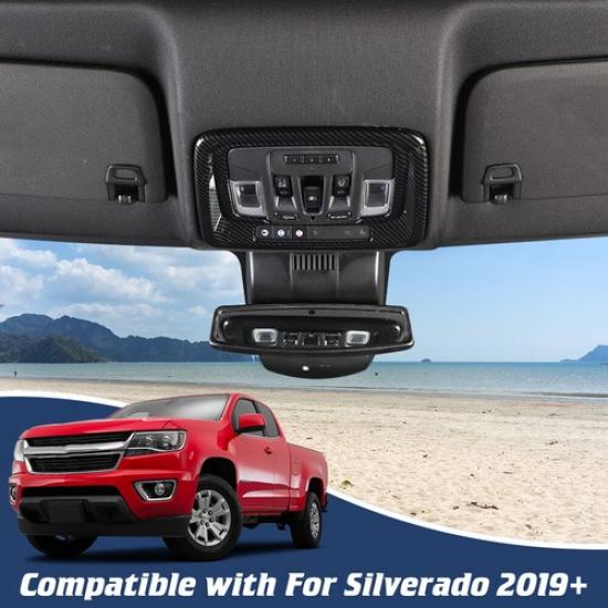 Front Reading Light Lamp FRAME COVER For Chevy SilveradoSierra 19+ CARBON FIBER