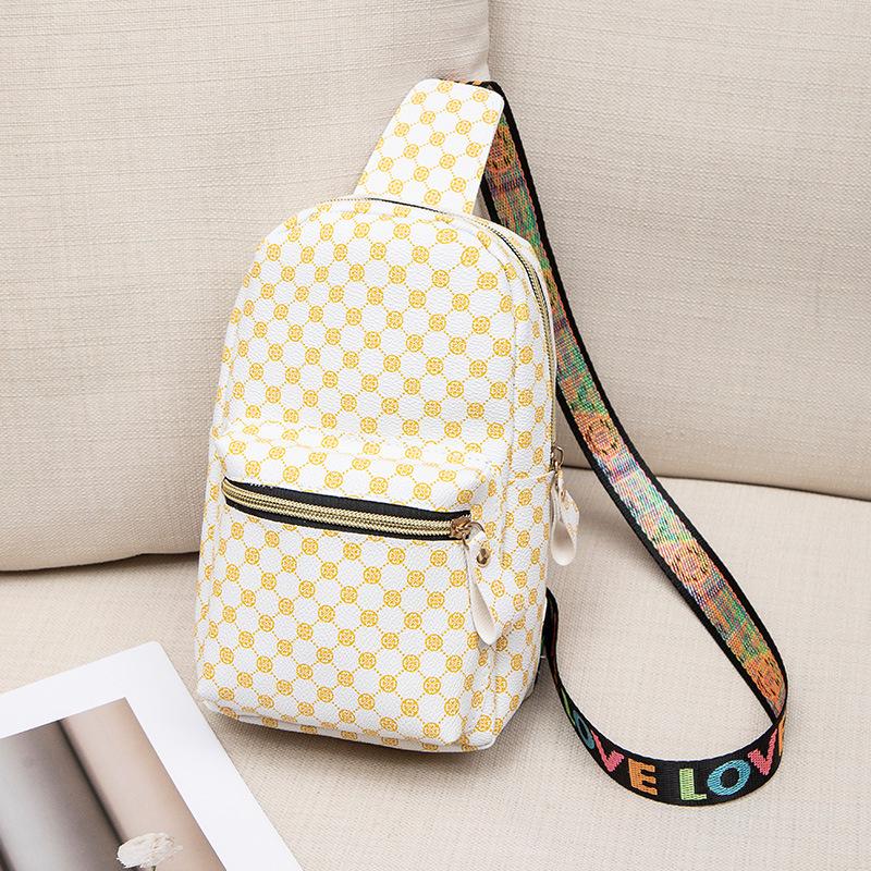 

Women s breast bag new spring and summer printed letter ribbon crossbody breast bag casual shoulder bag белый