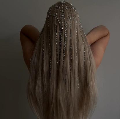 Mesh Tassel Pearl Headband