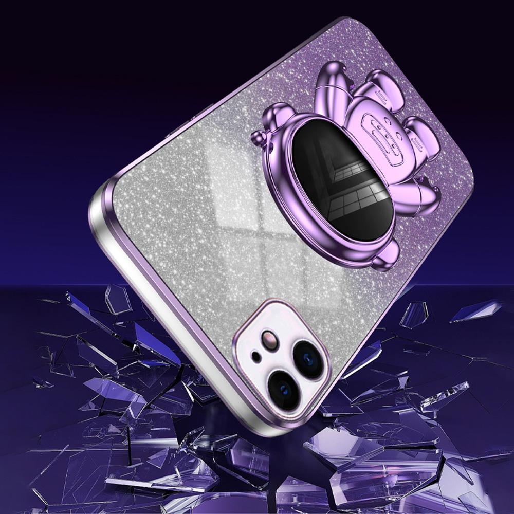For iPhone 12 mini Case Anti-drop Astronaut Kickstand Cell Phone Shell PC+TPU Cover