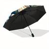 1 szt. Kompaktowy parasol podróżny z motywem ważki i kwiatów, Automatycznie składany, Lekki, Wiatroodporny, Wzmocniona konstrukcja z 8 żebrami, Przenośny do plecaka, Trwały