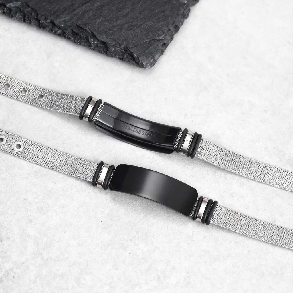 Free Custom Strap Bracelet for Teenager Boy,Back to School Season Contact Number ID Wristband,Stainless Steel Jewelry Gift