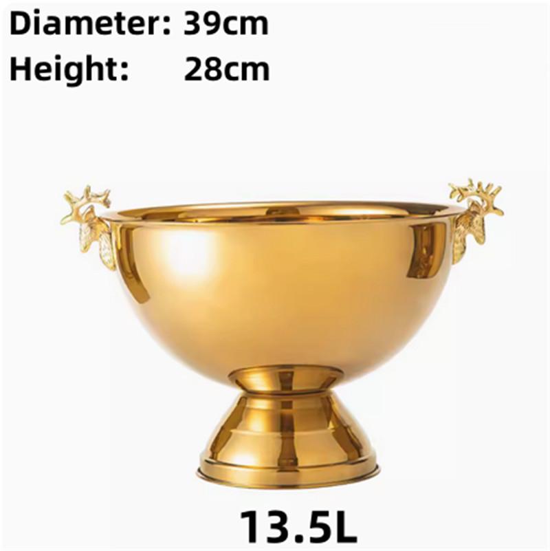 304 stainless steel Deer Head ear GOLD SILVER big ICE BUCKET BOWL CHAMPAGNE Large champagne bar bucket beer bucket basin