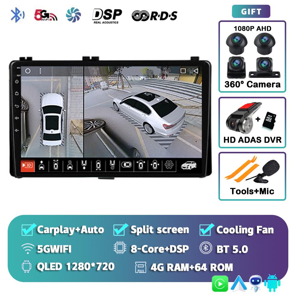 Android 14 Carplay Car Radio For Toyota Corolla Auris E180 2017 2018 2019 Multimedia Video Player Navigation GPS Stereo 2din DVD