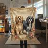 1PC Retro Pet Puppy Print Flannel Blanket, High quality All Seasons, Home Decor, Warmth and Comfort, Perfect for Christmas Gifts