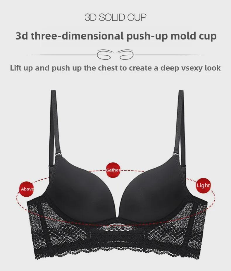 European & American Sexy Backless Bra Set: U-Shaped, Small Chest, Gathered Effect