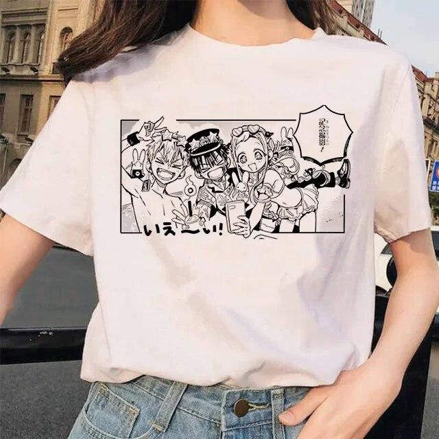 Toilet-Bound Hanako-kun Print T-Shirts Damen Harajuku Ullzang Mode T-Shirt 90er Grafik Lustiges Unisex T-Shirt Sommer Top Tee FeUnisex