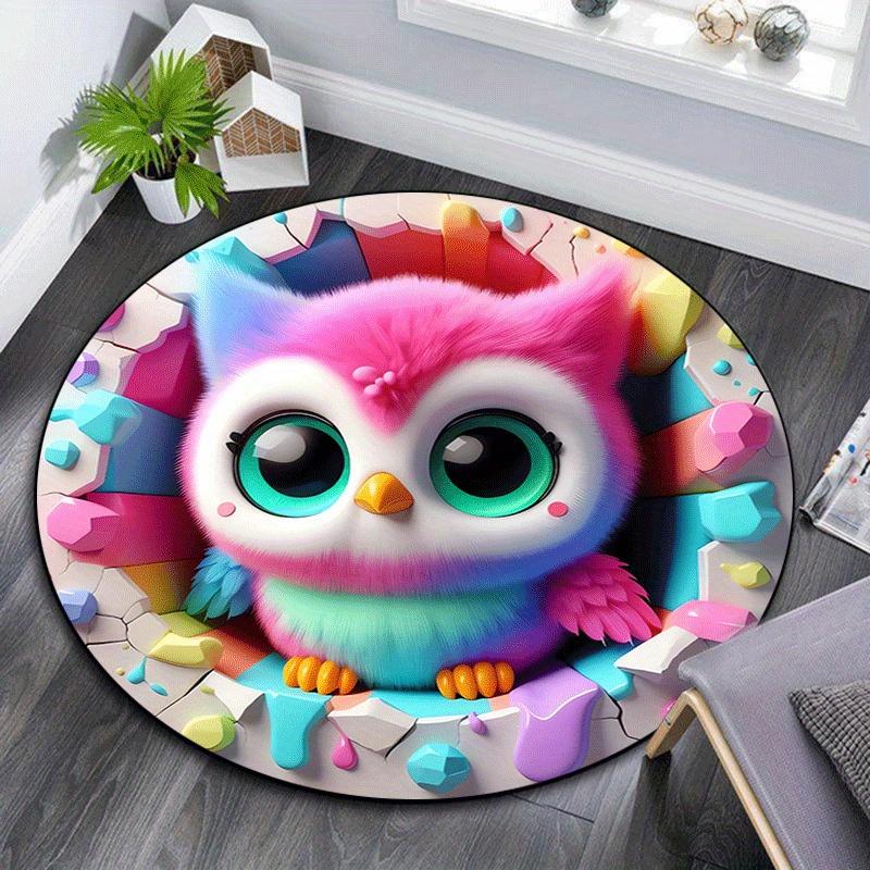 

1pc Soft, Absorbent & Non Slip Colorful owl Round Rug Soft Circle Rug for Living Room & Bedroom Decor, Chair Mats, and Unforgettable Home Gi 80cm by 80cm