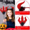 Halloween Costume Accessories Red Devil Costume, Glitter Horn Headband And Trident Prop Glittery Kit for Cosplay, Masquerade Party Performance Adults