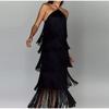 Tassels Halter Split Women Dress Sleeveless Backless Lace Up Party Summer Street Club Evening Robe