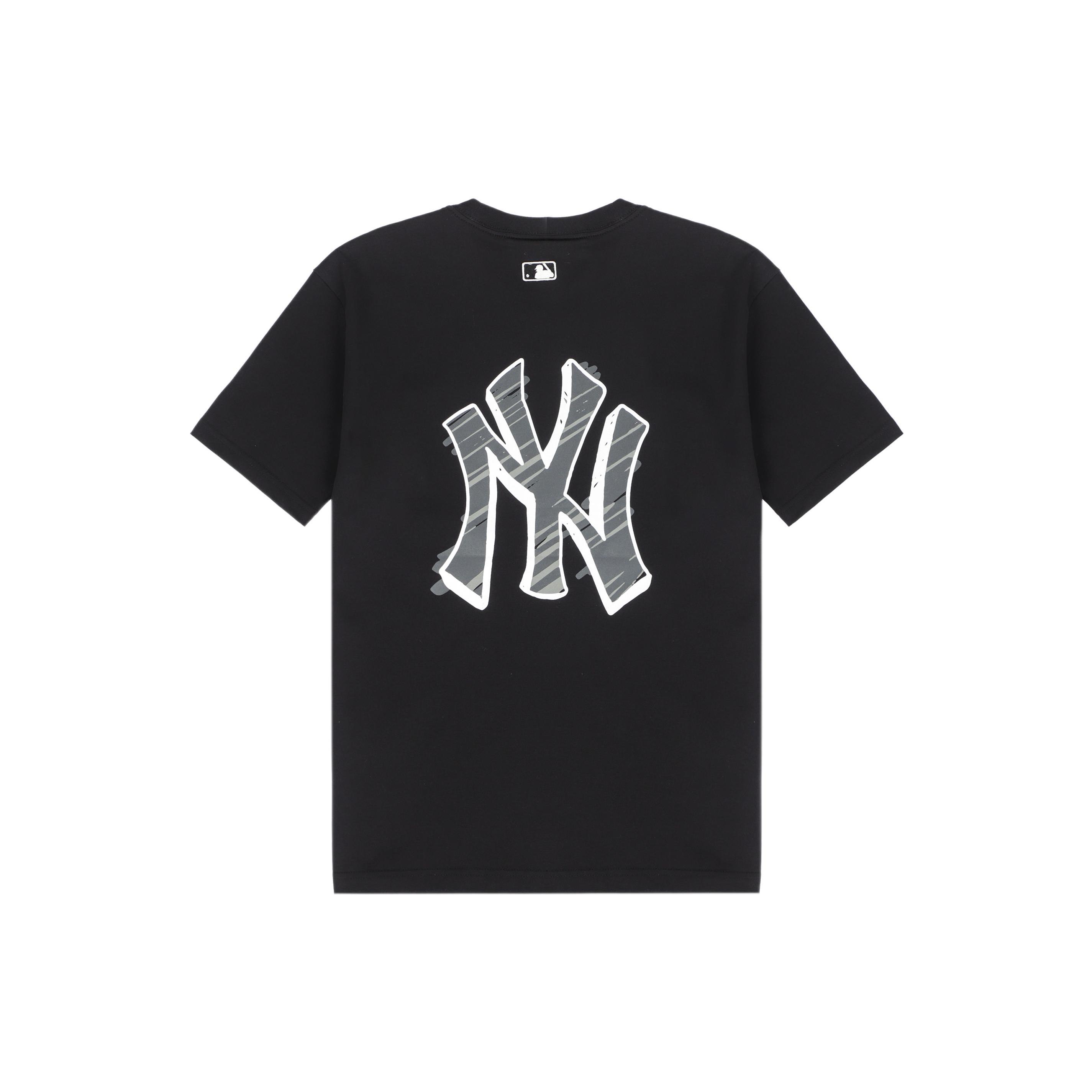 MLB Base Logo T Shirts Unisex Black Crew Neck Moderate Straight Fit 3ATS03023-50BKS S