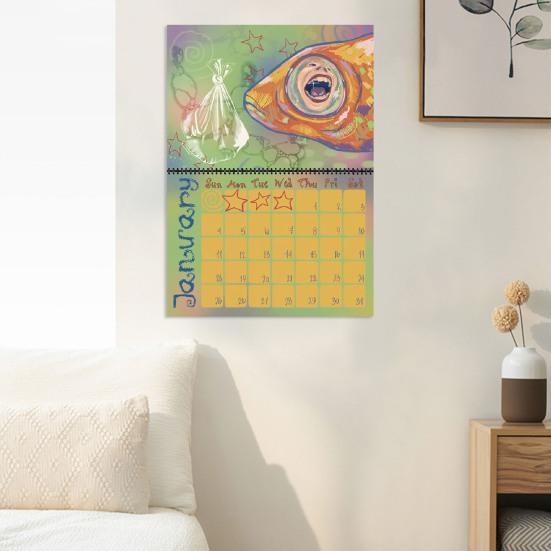 2026 Wandkalender Spiralbindung Januar bis Dezember 12 Monate Monatsplaner Zuhause Büro Künstlerische Illustration Kalender