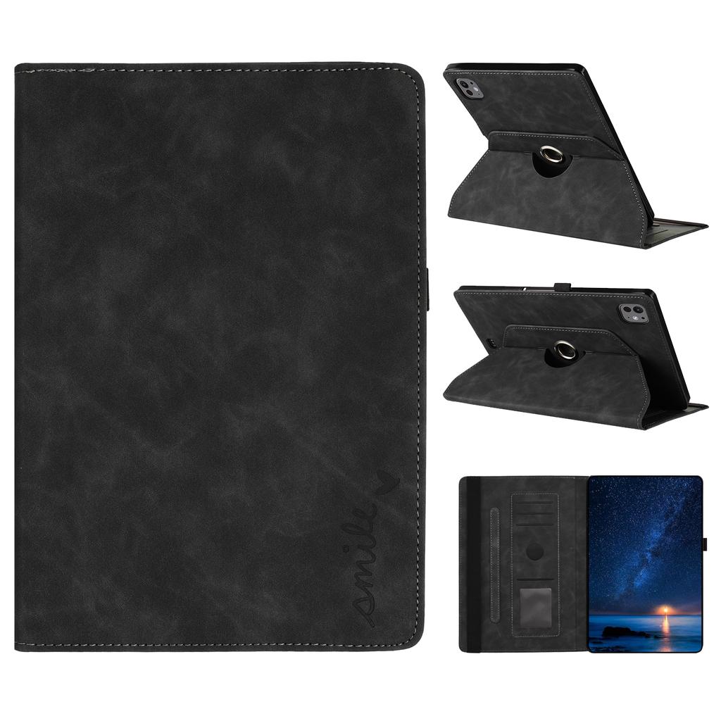Tablet Case For iPad Air 11 (2025)/(2024)/Air (2022)/(2020) Rotating Stand Card Holder Smile Imprinted Microfiber Leather Cover