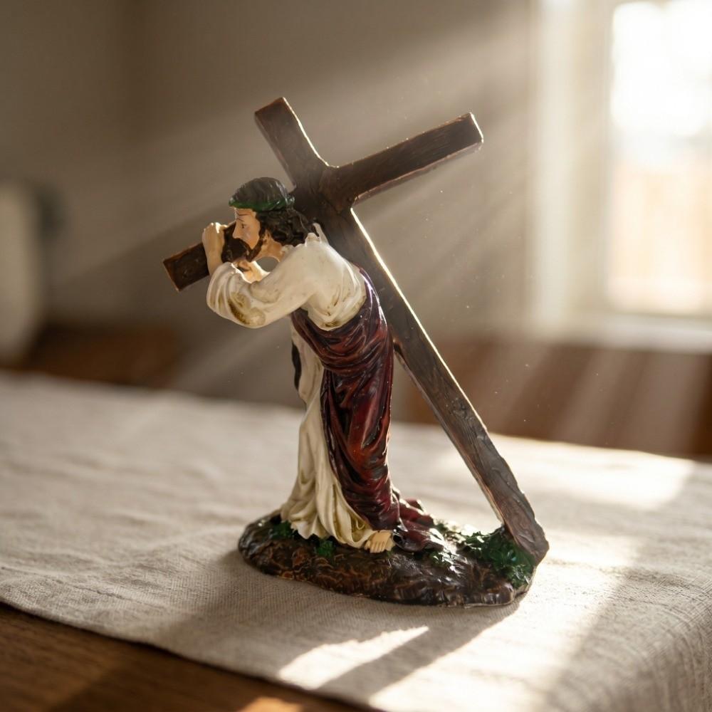 Resin Cross Sculpture Resin Table Ornament Entryway Counter Small Figurine