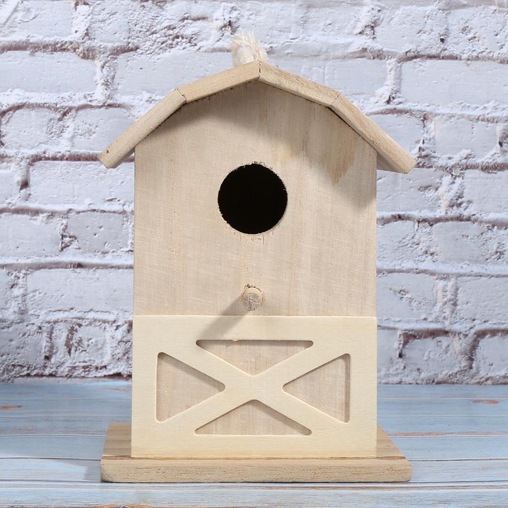 Mini Outdoor Wooden Bird House Nesting Cage Accessory for Garden Patio Decoration Ornament