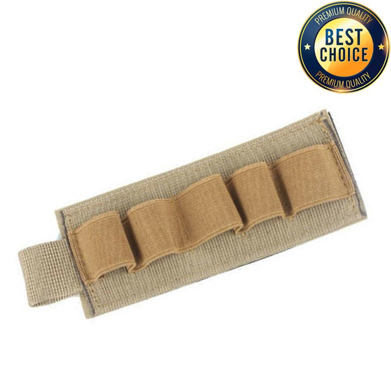 Tactical Hunting Ammo Holder 5 Rounds Shell Holder Bullet Bag Adhesive Patch for Rifle 12GA Shotgun Hunting Gun Accessories