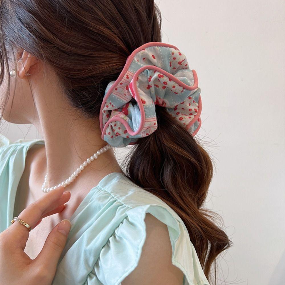 Headwear Printing Hair Rope Korean Style Bear Ponytail Holder French Sweet Scrunchies Headdress