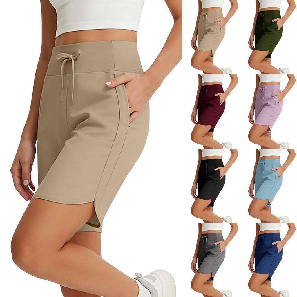 Women's Casual Drawstring Waist Shorts with Side Pockets Relaxed Fit Mid Length Comfortable Lightweight Fabric Suitable for Everyday Wear