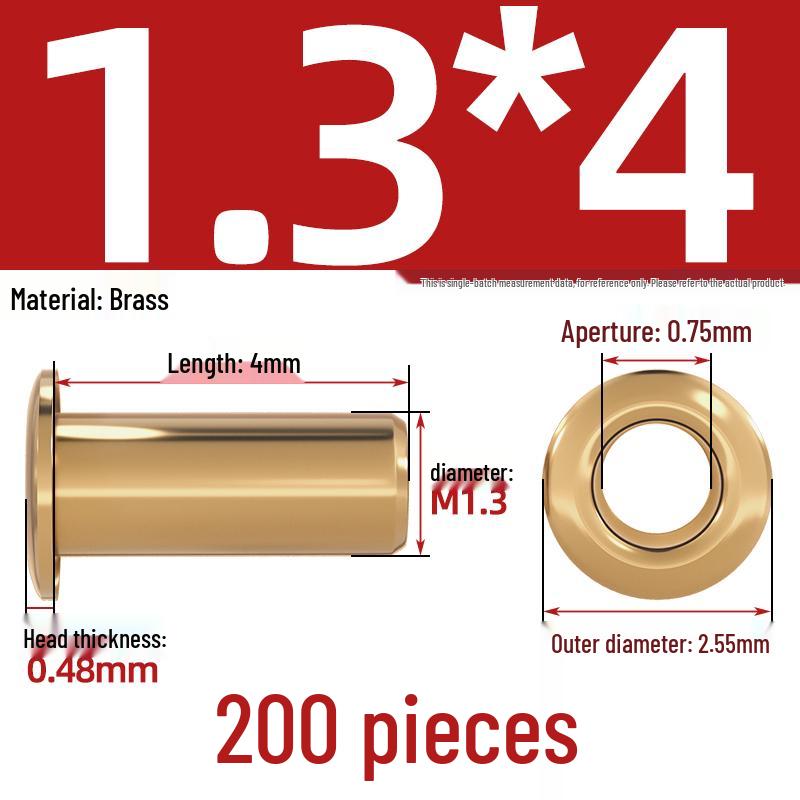 Pure Brass Hollow Rivets & Copper Eyelets Fasteners M1.3–M5