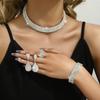 Set di Gioielli da Donna 5 Pezzi Moda Catena Artiglio di Rame Multiriga Collana Orecchini Bracciale Anello Set Gioielli Banchetto Nuziale Festa Regalo per le Feste