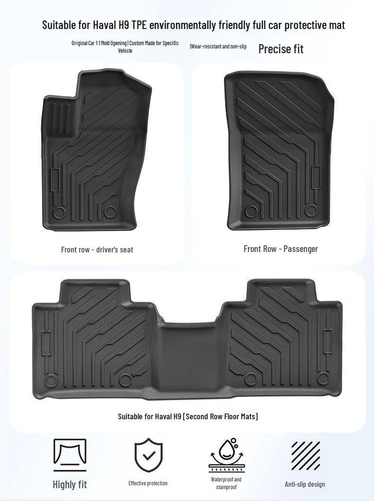 2024 Haval H9 TPE 3D All-Weather Floor & Trunk Mats