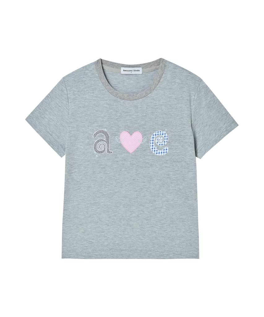 AWESOME STUDIO Kitsch Patchwork T-Shirt Melange Gray