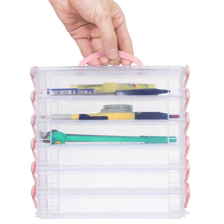 6 Layer Pencil Box,Office Supplies Storage Organizer Box,Brush Painting Pencil Storage Box Watercolor Pen Container Drawing Tool
