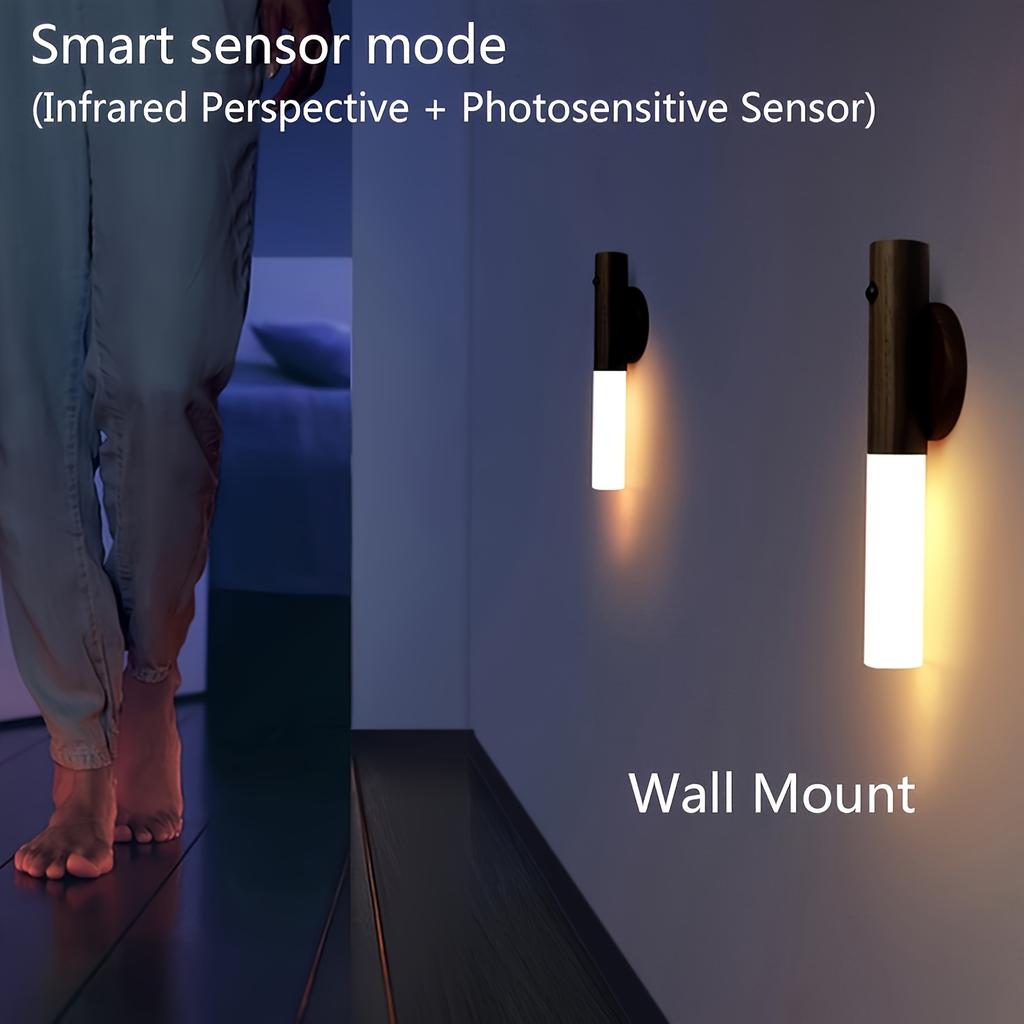 1 Stück intelligente USB-Körpererkennungs-Nachtlicht, wiederaufladbares LED-Wandlicht, geeignet für Flure/Schränke