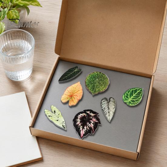 Tropical Plant Refrigerator Magnets 3D Plants Magnet, Acrylic Green Decorative Fridge Home Decor Memo Notes Photo Holder for Kitchen Office