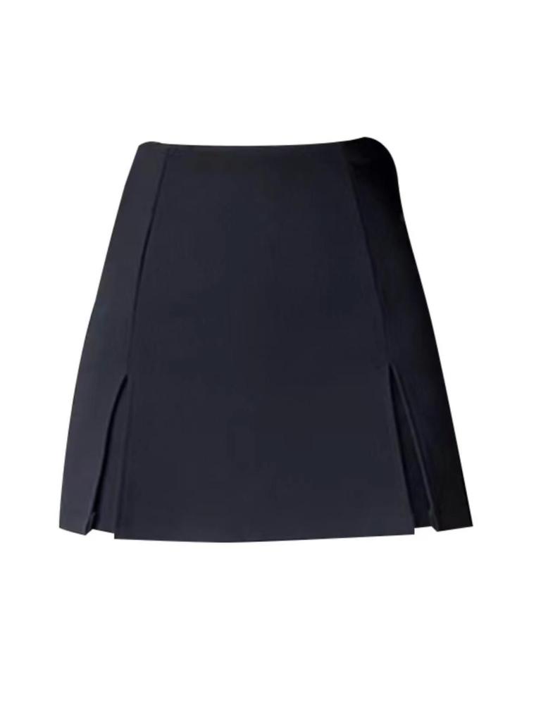 Schwarze hochtaillierte A-Linien-Culottes: Damen Frühling 2025 Sexy Minirock