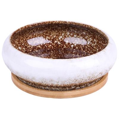 Keramik Japanisch Außen mit Drainageloch und Untersetzer S.T.S.G Pflanzgefäß, Stil, Rund, 15,5cm Durchmesser, (Weiß)