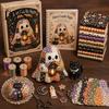 Decorative Ghost Sewing Pattern Halloween Patchwork Kit, Cute Doll DIY Set with Pre-Cut Cozy Fall Art Project Fabrics, Autumn Holiday Craft