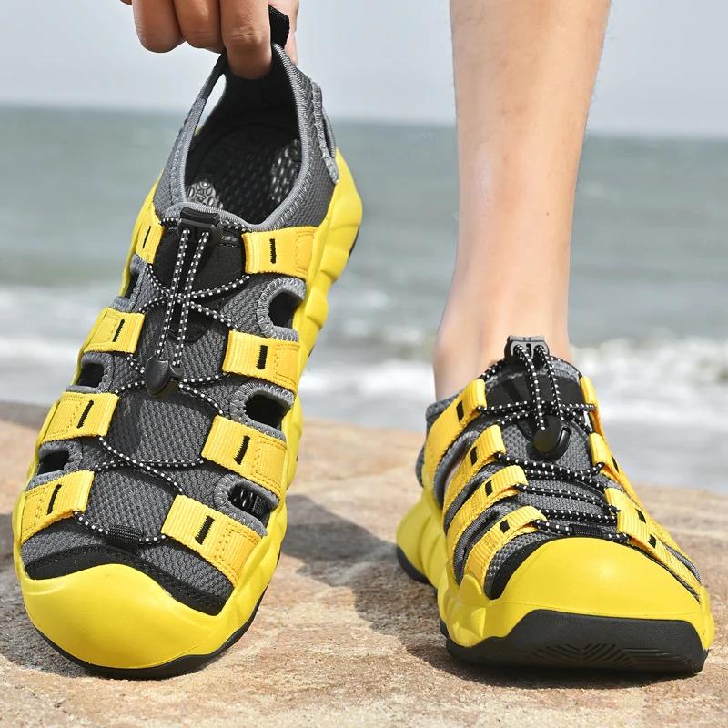 Genuine Leather Summer Men's Sandals Casual Men's Shoes Outdoor Men's Leather Sandals Beach Shoes Roman Style Men's Shoes