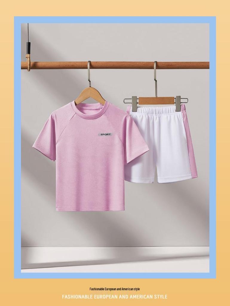 Girls' Quick-Dry Summer Sports Set - Ice-Feel Fabric, Ages 2-5