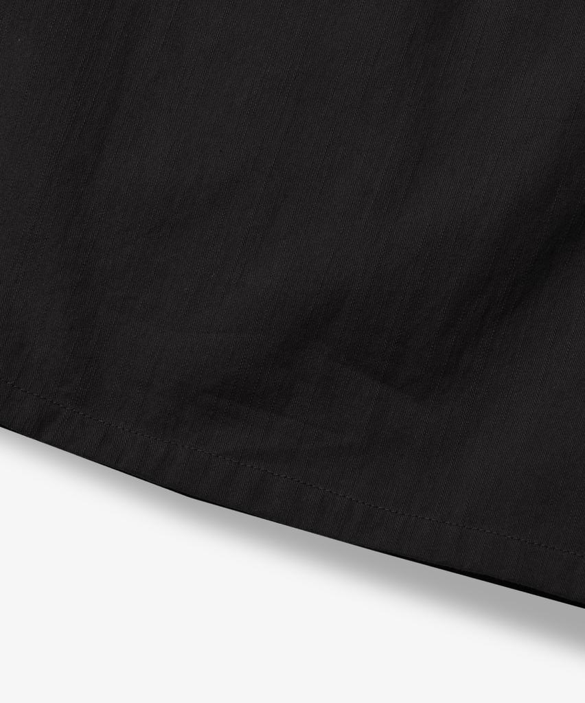 Yujen Double-Pleat Wide Cotton Elastic Waist Pants_Black