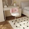 Adjustable Wool/Sheepskin Makeup Chair Rotatable Dressing Stool Easy-to-Clean Bow Tie Design Sag-Proof Computer Seat