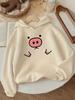 Children's new autumn/winter cartoon pig pattern long-sleeved hooded sweatshirt, soft and comfortable for everyday wear.