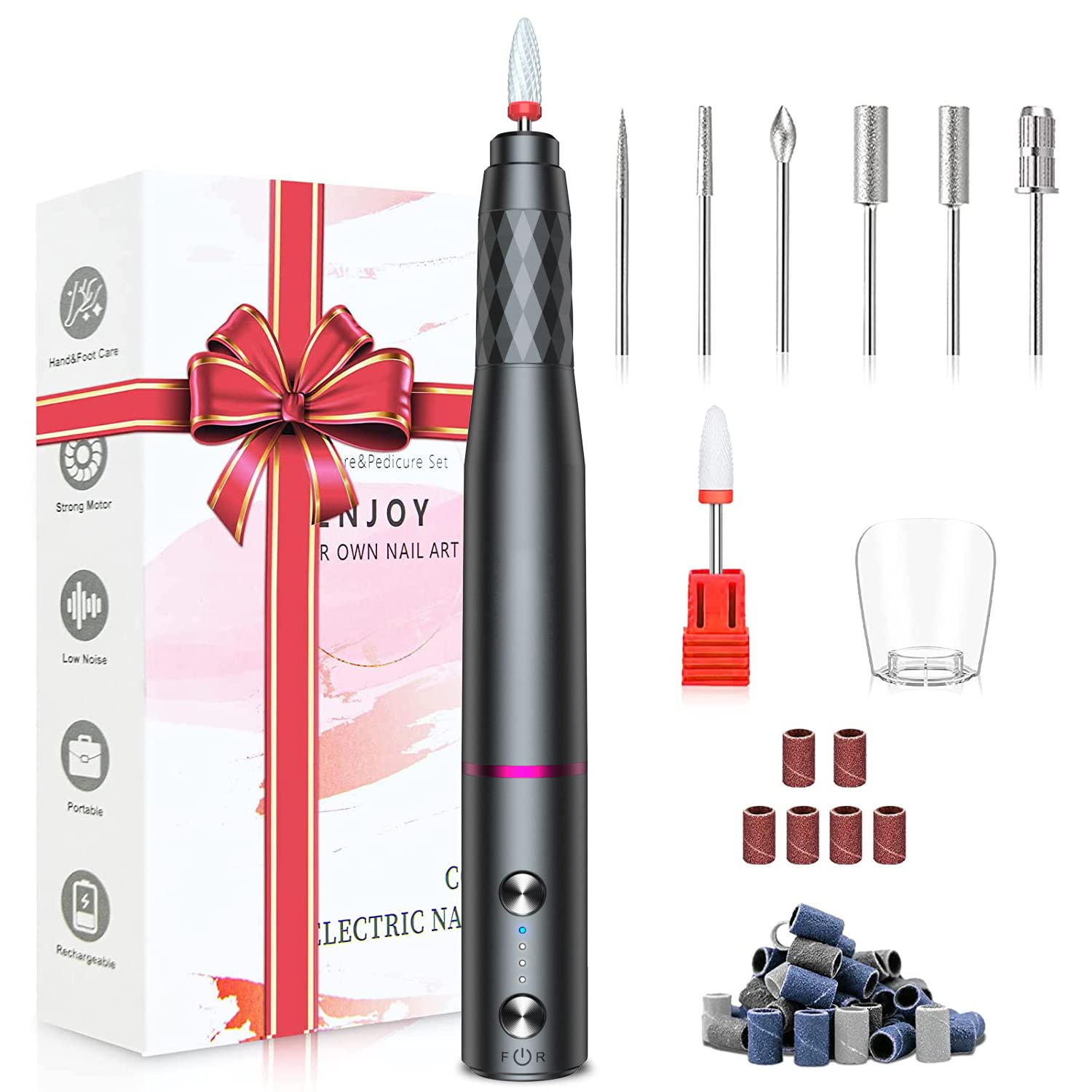 

Electric Nail Machine for Gel Nail Nail Cuticle Nail USB Low Low for Home or Salon Use Removal, Polishing, File, Care, Exfoliation, File, Nipper, серый