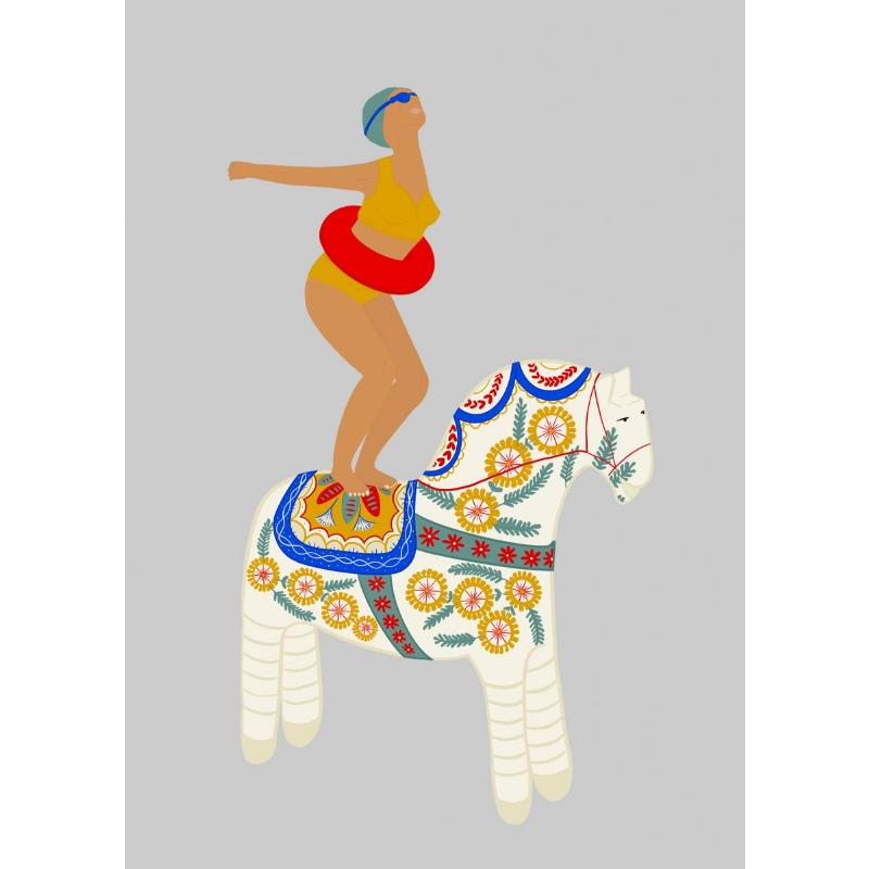 Abstrakte Kunst Frau Stimmung Sofa Dschungel Pyjamas Poster Leinwandmalerei Lustig Alltag Wandkunst Bild Wohnzimmer Heimdekoration