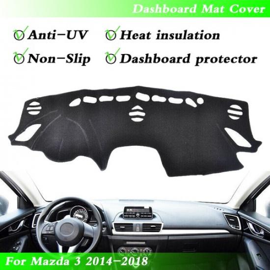 1pc Black Dashmat Dashboard Mat Cover Anti-Sun For Mazda 3 M3 2014 2015-2018