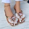 Fashion New Flip Flops Women's Slippers 2025 Summer Square Toe Flat Sandals Outdoor Casual Slippers Women Fashion Flowers Shoes Ladies