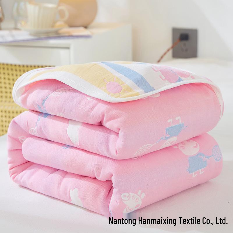 Pure Cotton 6-Layer Gauze Summer Quilt for Children - Thin, Breathable Baby Blanket