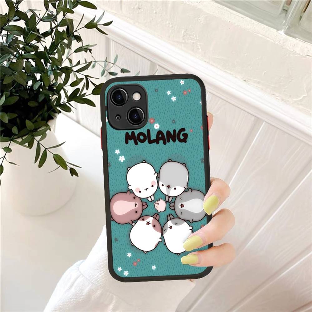 Kawaii M-Molangs Phone Case for iPhone 16 15 14 11 12 13 Pro Max X XS Translucent Matte Cover