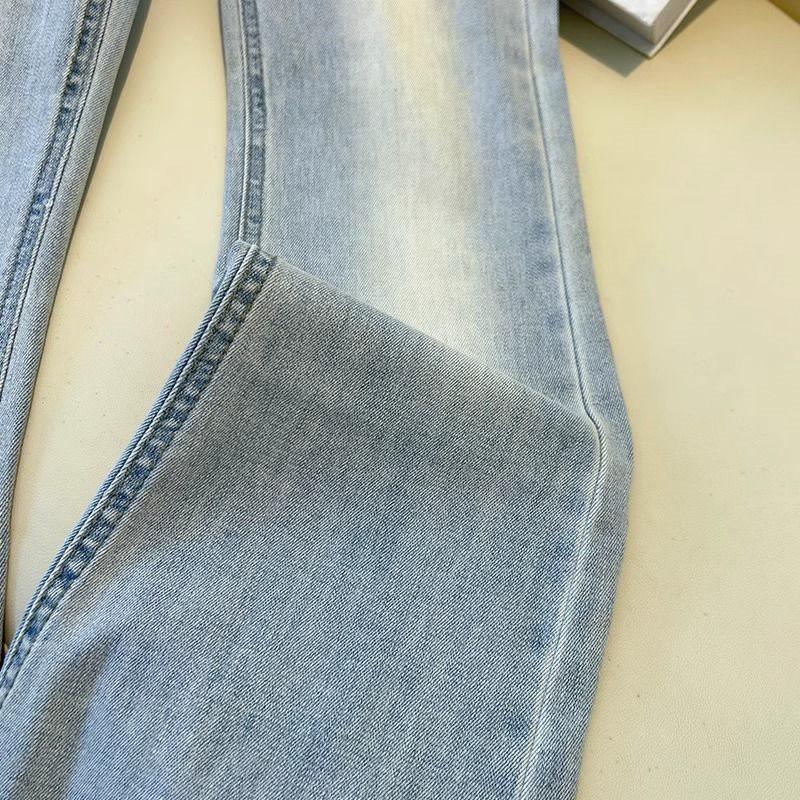 Light Color High Waist Two-Button Micro Flare Jeans for Women - New Year Style, Elastic, Skinny, Slimming, Versatile Flare Pants